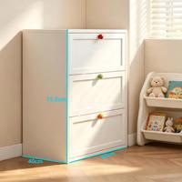 Commode à 3 tiroirs blanche personnalisée en usine avec boutons ronds colorés, meuble de rangement pour chambre à coucher, commode de chevet