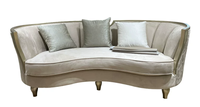 Canapé Adela en bois massif et cuir véritable, style luxe léger américain, style crème français, pour salon de villa, canapé-lit moderne