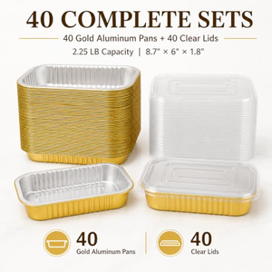 Conteneur alimentaire rectangulaire multi-tailles en aluminium doré, résistant au four, de qualité alimentaire, avec couvercle en aluminium, boîte d'emballage alimentaire jetable - Product Image 3