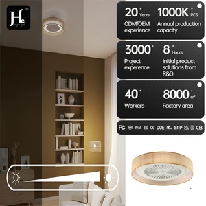 Modern <b>Ceiling</b> Fan <b>Light</b> LED Warm White 3500K Surface Mounted Wood Base Paper Cover for Living Room 220V - Product Image 3