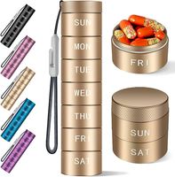 Boîte à pilules portable en alliage d'aluminium avec couvercle plat, empilable, étanche, pour 7 jours, avec logo personnalisé