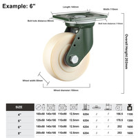YTOP roulettes de frein fixes et pivotantes en nylon super robustes de 5 pouces en acier au manganèse et roues de roulette industrielles à usage intensif MC-Heavy Duty