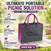 Sac fourre-tout en feutre personnalisé avec logo imprimé, grande capacité, tendance, idéal pour la publicité, les cadeaux et le shopping, avec poignée en feutre