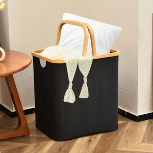 Caja de almacenamiento de escritorio Oxford plegable Asas de madera Cesta de almacenamiento plegable para el <span class=keywords><strong>baño</strong></span> del hogar para <span class=keywords><strong>ropa</strong></span> <span class=keywords><strong>sucia</strong></span> Armarios - Product Image 3