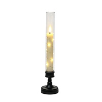 Lampe de table LED décorative à longue tige en fil de cuivre, imitation bougie, pour méditation, Halloween, restaurant occidental