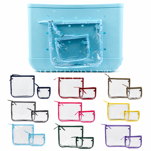 Transparent PVC Fashion Handbag Organizer 2-Piece Zipper <b>Storage</b> Set with Handle for Travel Tote Bag Made in China - Product Image 1