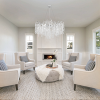 Lustre moderne HX en forme de branche d'arbre en cristal avec hauteur réglable, lumière LED blanc chaud pour chambre à coucher