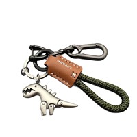 Porte-clés Dinosaure Mignon pour Femmes et Hommes, en Corde Tressée, Porte-clés de Voiture, Breloque de Sac en Métal Dessin Animé, Anneau de Clés pour Sac à Dos, Accessoire Cadeau