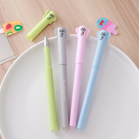 Stylo gel effaçable 0,5 mm, design créatif d'éléphant de dessin animé, outil d'écriture en plastique pour étudiants, logo personnalisé imprimé UV, bleu/rose/vert/gris