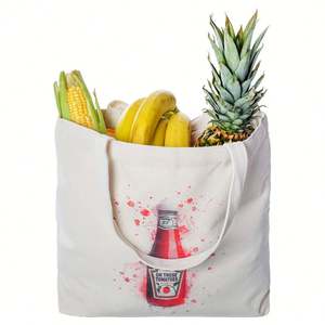 Grand sac en toile de coton avec motif rayé, sacs de courses réutilisables personnalisés pour les courses, personnalisés avec impression de logo - Product Image 3