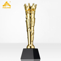 Trophée Couronne Étoile Dorée Gravée Durable 2026 – Artisanat Métallique Plaqué Or avec Base Noire – Prix Sportif pour Champion et Vainqueur – Vente Chaude
