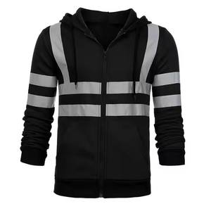 Chaqueta de bombardero de seguridad reflectante de alta visibilidad para el trabajo impermeable Forro polar con cremallera Fondo negro - Product Image 3