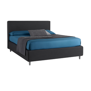 Vela in stile giapponese letto matrimoniale con scatola portaoggetti 175cm X 225cm X 120cm rivestimento in tessuto nero idrorepellente in metallo mobili per la casa - Product Image 1