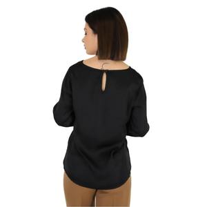 Blusa de mujer de manga larga, color negro camel, informal, para el trabajo y uso diario - Product Image 4