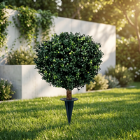 Boule de mousse artificielle réaliste pour jardin, sphère végétale verte en plastique avec base en fer pour aménagement paysager extérieur