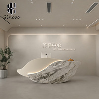 Comptoir de réception/caisse moderne en fibre de verre, design personnalisé, luxe, hauteur réglable, pour salon de manucure, spa, salle de sport, hôpital, supermarché