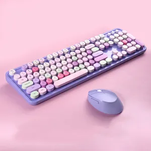 Clavier et souris Bluetooth sans fil pour filles, mignon et rond pour ordinateur de bureau