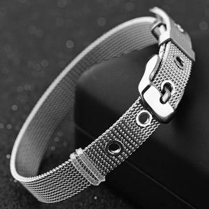 Bracelet en maille d'acier inoxydable réglable |   Manchette à boucle PVD multicolore avec design à œillets |   Bracelet tendance et durable - Product Image 3