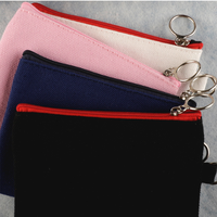 Pochette en toile à fermeture éclair prête à être expédiée, sac à crayons personnalisé avec patch, porte-monnaie, trousse de toilette