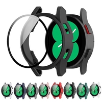 Casing PC Keras + Kaca untuk Samsung Galaxy, Penutup Pelindung Kaca Tempered 4 44Mm 40Mm 40Mm