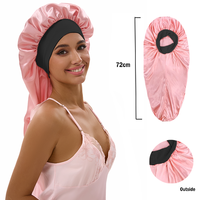 ZTZIPremium Bonnet de nuit en satin extra large pour cheveux longs avec bord élastique pour femmes, idéal pour les tresses, les extensions et les cheveux bouclés