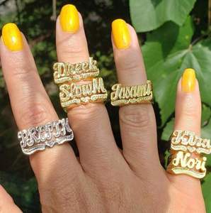 Anello Personalizzato con Nome 3D, Placcato Oro, Gioiello Hip-hop <span class=keywords><strong>Rock</strong></span> Esagerato <span class=keywords><strong>Punk</strong></span> per Uomo Unisex - Product Image 2