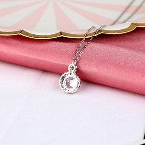 Collier pendentif rond en argent sterling 925 avec <span class=keywords><strong>halo</strong></span> de zircon cubique pour femme, cadeau de bijoux, anniversaire, Saint-Valentin - Product Image 4