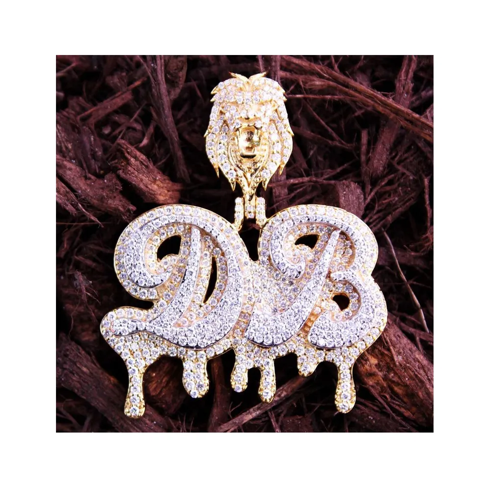 Özel hiphop moda 925 ayar gümüş out out elmas plaka mektubu mozanit kolye kolye takı