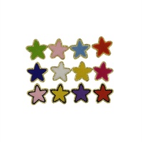 Patchs personnalisés brodés de paillettes chenille avec bordure dorée thermocollants pour vêtements et chapeaux