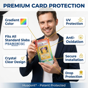 HUACENT Premium TPU Mixed Gradient Color Glitter Graded <strong>Card</strong> Slab Bumper Guard <strong>Card</strong> Slab <strong>Protector</strong> with Clear Back Panel Plate - Product Image 2