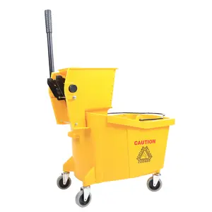 Janitorial Yellow Side Down Press Wringer Commercial Mop Buckets & Wringers squeeze of the bucket
