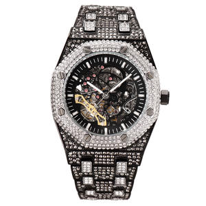 Montres pour hommes en acier inoxydable à diamants moissanite, style hip-hop, automatiques, mécaniques, à éclairage nocturne, entièrement serties de diamants, best-seller - Product Image 2
