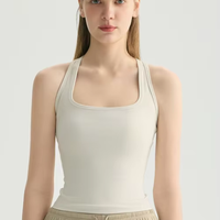 Débardeur de yoga amincissant pour femme à col en V avec soutien-gorge de sport intégré à bretelles spaghetti, respirant, extensible dans quatre directions, maintien moyen, peut être porté seul