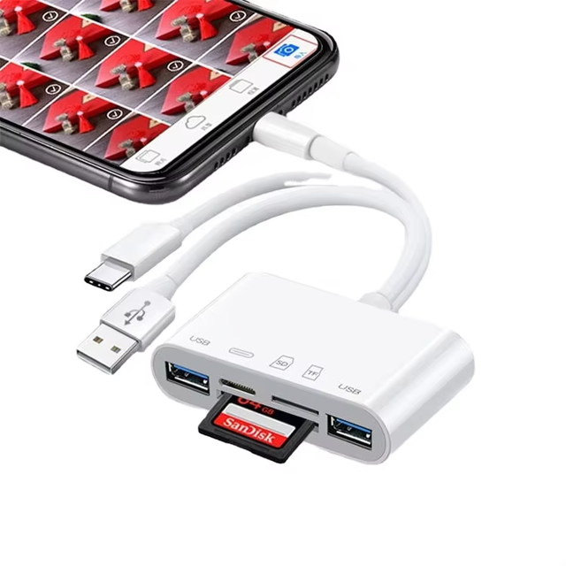 Factory High Quality Type-C USB-C 5-in-1 Hub Adapter with TF/SD Card Reader for Laptop & Mobile Phone