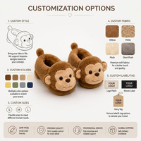 Pantoufles personnalisées en peluche singe, en coton PP, anti-stress, douces, en forme de personnage, pour la promotion de la marque, à prix bas