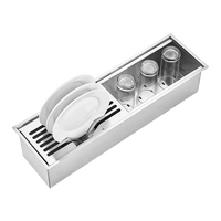 Évier à canalisation humide en acier inoxydable 304 fait main, à cuve unique, avec robinet en laiton, design moderne, à encastrer sous plan, avec égouttoir et bac de drainage