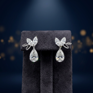 Pendientes de Lujo para Mujer Shivay Star Diamond, con Piedras Laterales de Fantasía Cultivadas en Laboratorio, Pureza 999, Corte Pera, Chapados en Rodio y Oro, 7-8g, para Aniversario - Product Image 2