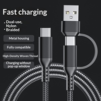 Câble de charge rapide USB A vers Type C 2 en 1, tressé en nylon, avec fonction de transfert de données
