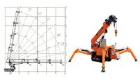 Grue araignée autopropulsée électrique à flèche télescopique pour installation de vitrage, avec stabilisateur, en promotion