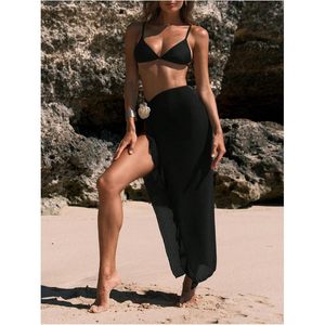 FOXA Jupe de plage pour femme, cache-maillot asymétrique à fente haute, en crochet floral 3D - Product Image 5