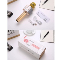 Microphone de karaoké sans fil omnidirectionnel de haute qualité 858 avec lumières LED RGB, suppression du bruit, portable pour la maison, les fêtes et le KTV