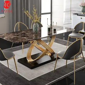 Guangdong factory marble dining table restaurant tables dining table set with chairs