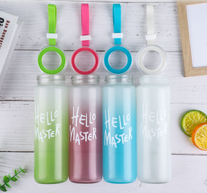 Botol Air Kaca Borosilikat Tinggi 400ML untuk Pasangan, Motif Huruf Hello Master, Warna Gradasi Berwarna-warni, Model Frosted, Cocok untuk Perjalanan - Product Image 3