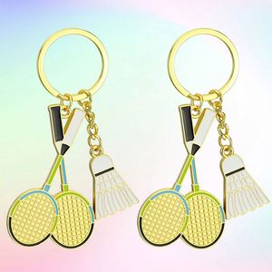 Porte-clés de sport en gros, porte-clés de badminton 3D en métal, porte-clés raquette émaillée dorée, pendentif porte-clés homme, porte-clés de badminton Arena - Product Image 2