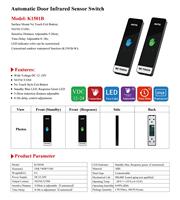 Keysecurity Nouveau bouton de sortie intelligent sans contact pour porte automatique, déverrouillage par geste, 12V/24V NO NC COM, capteur infrarouge ABS, LED, IP53