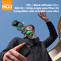 K&F CONCEPT Lot de 4 lentilles grand angle magnétiques à revêtement 28 couches, diffuseur noir, filtre CPL 1/4 VND2-32 pour Insta360 Luna Ultra