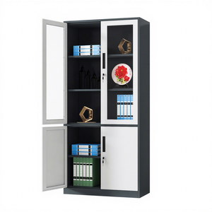 Armoire de classement en acier à deux portes vitrées pour bureau, vente en gros - Product Image 4