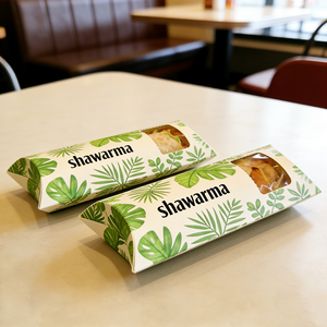 Caja para Shawarma y Burrito Personalizada al por Mayor de Fábrica, Caja Desechable para Llevar Kebab, Tipo Almohada, con Apertura Fácil - Product Image 1