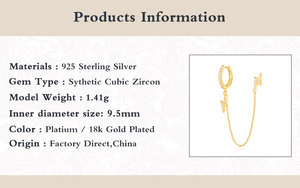 ROXI Boucle d'oreille double piercing en argent sterling 925, motif menottes, chaîne et éclair - Product Image 6