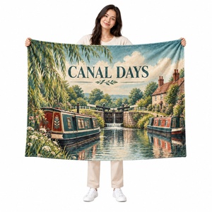 Personalisierte Schiffsdecke mit individuellem Kanalboot-Logo, Fleece-Decke für Bootsfahrten, Urlaubsgeschenke, niedrige Mindestbestellmenge - Product Image 1